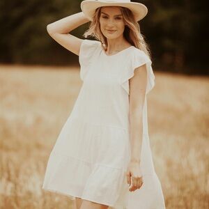 Altar'd State Classic White flowy‎ relaxed fit boho dress size M